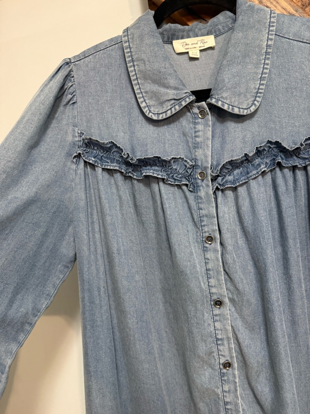 Doe & Rae Light Blue Denim Button-Front Dress - Picture 3 of 5
